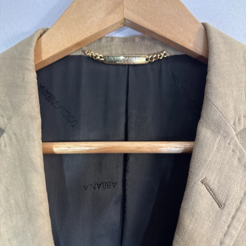 Dolce & Gabbana Beige 100% Linen Men's Suit 40R Made in Italy Authentic